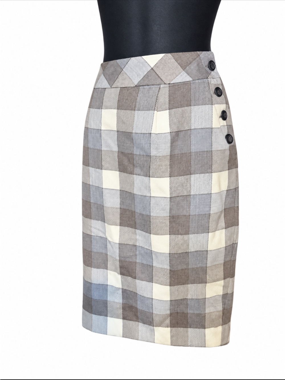 Pendleton wool pencil skirt featuring a classic neutral checkered size 12